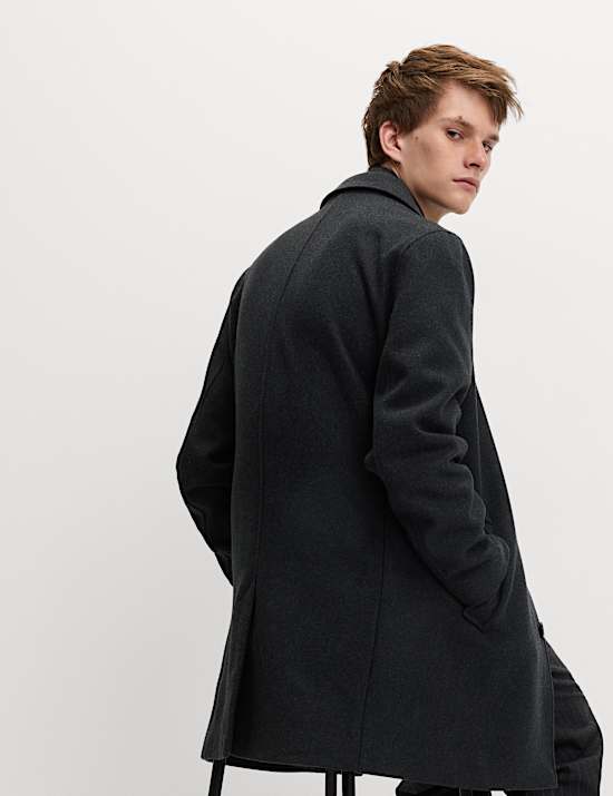 Wool Blend Double Collar Overcoat