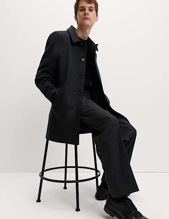 Wool Blend Double Collar Overcoat