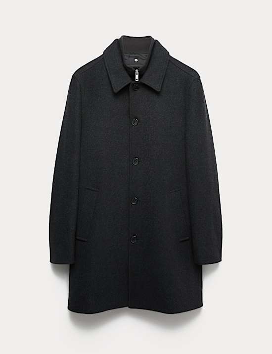 Wool Blend Double Collar Overcoat