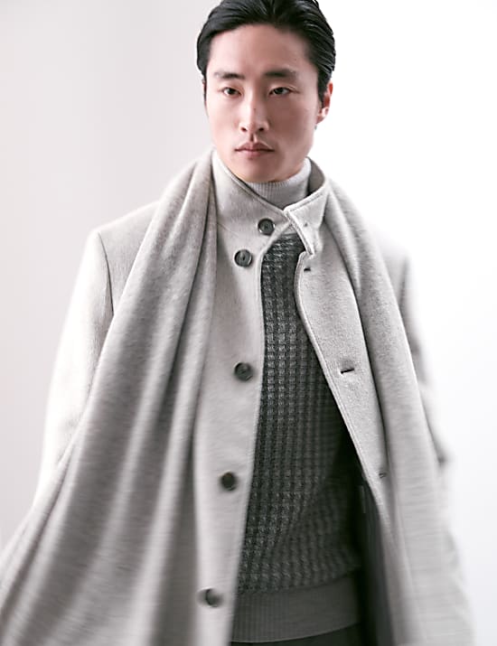 Wool Blend Funnel Neck Coat