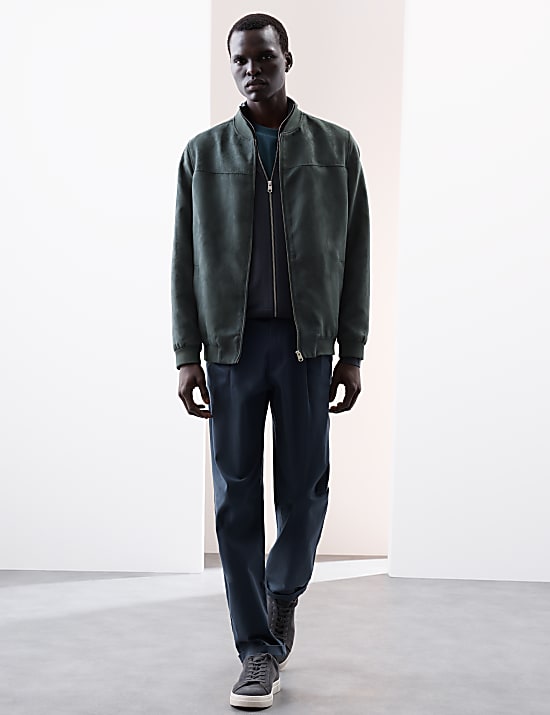 Faux Suede Bomber Jacket