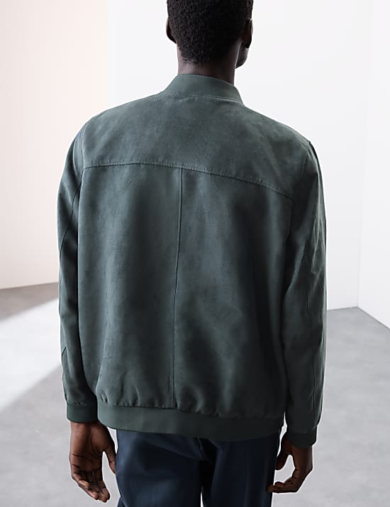 Faux Suede Bomber Jacket
