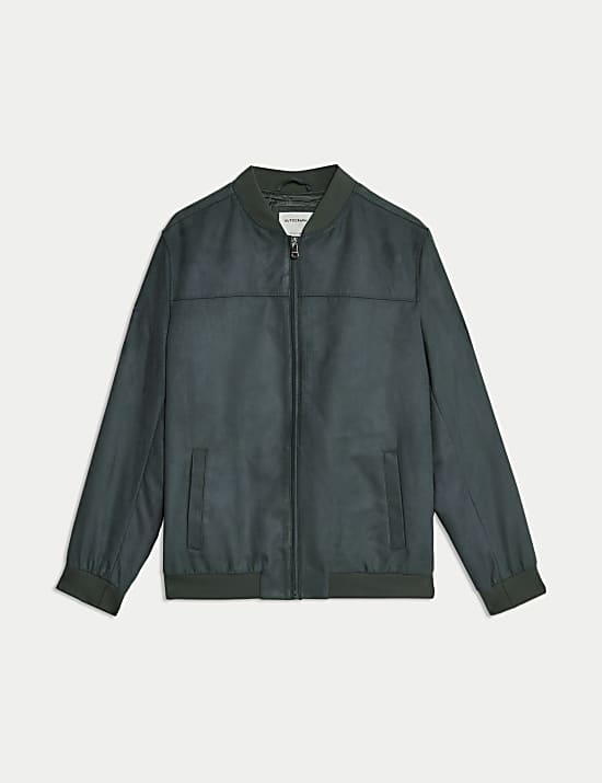 Faux Suede Bomber Jacket