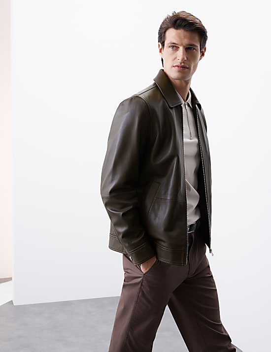 Δερμάτινο τζάκετ σε γραμμή Harrington