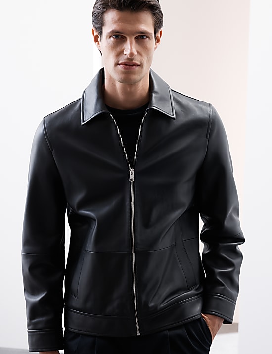 Leather Harrington Jacket