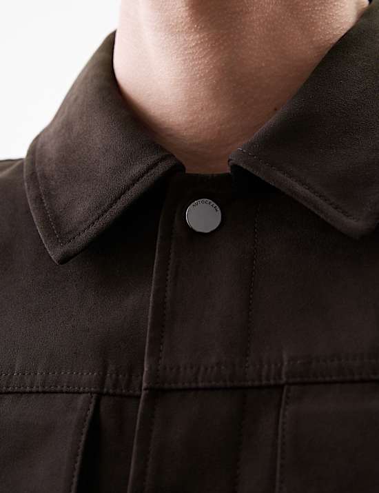 Σουέντ πουκάμισο-πανωφόρι από συνθετική γούνα