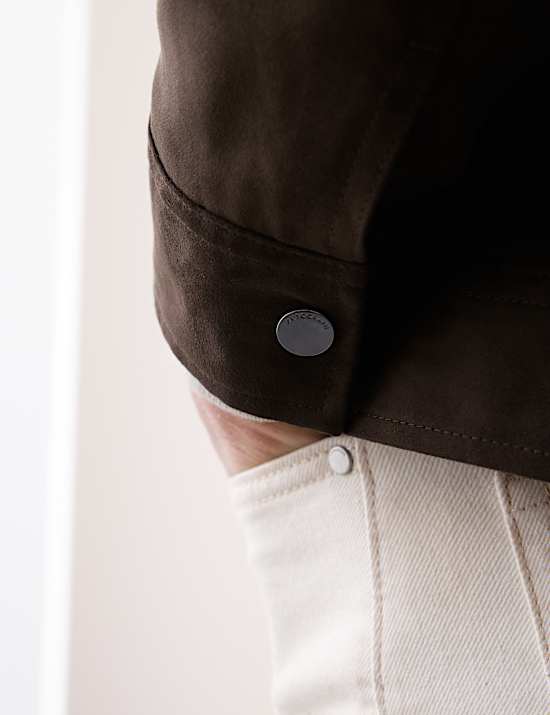 Σουέντ πουκάμισο-πανωφόρι από συνθετική γούνα