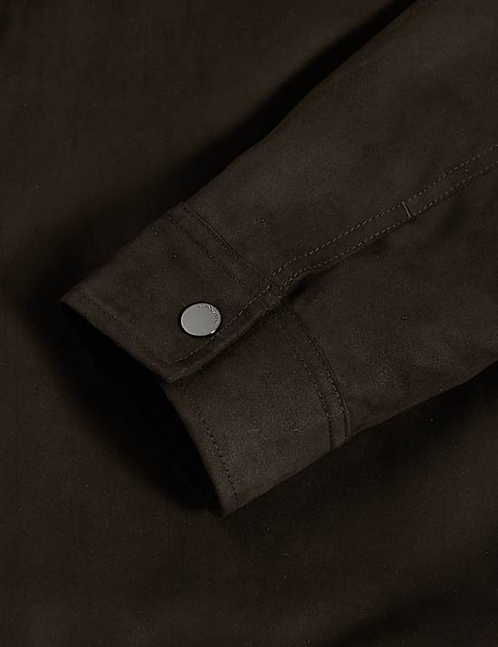 Σουέντ πουκάμισο-πανωφόρι από συνθετική γούνα