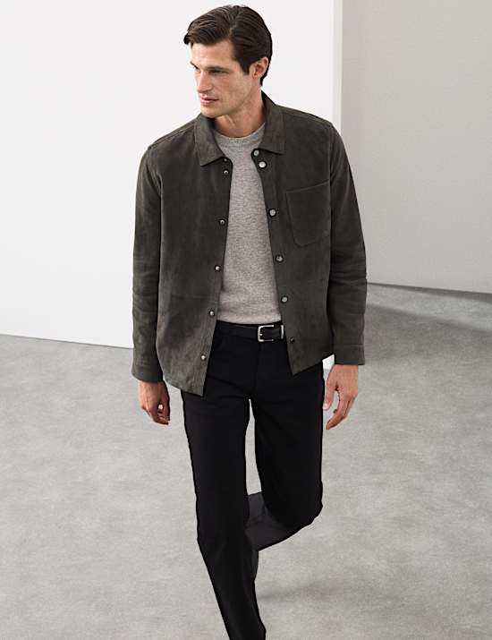 Lightweight Suede Overshirt Jacket