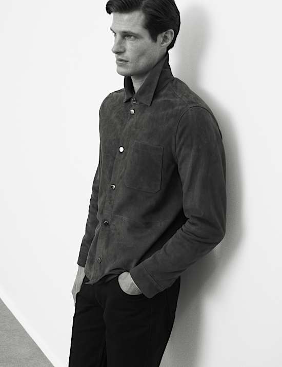 Lightweight Suede Overshirt Jacket