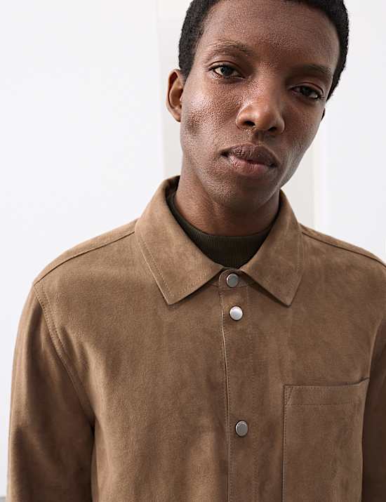 Lightweight Suede Overshirt Jacket
