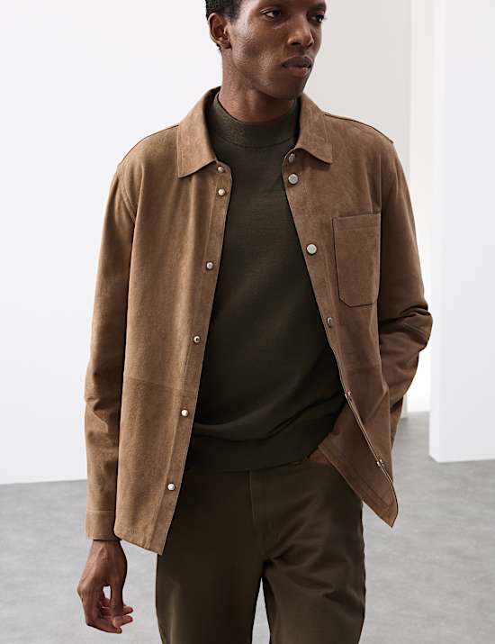 Lightweight Suede Overshirt Jacket