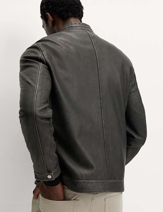 Washed Leather Biker Jacket