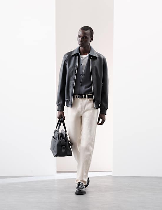 Δερμάτινο τζάκετ σε γραμμή Harrington