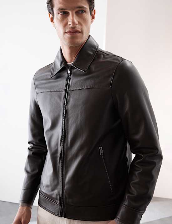Leather Harrington Jacket