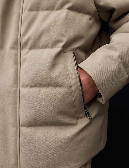 Feather and Down Technical Wool Puffer Jacket