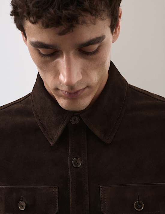 Suede Curved Hem Overshirt