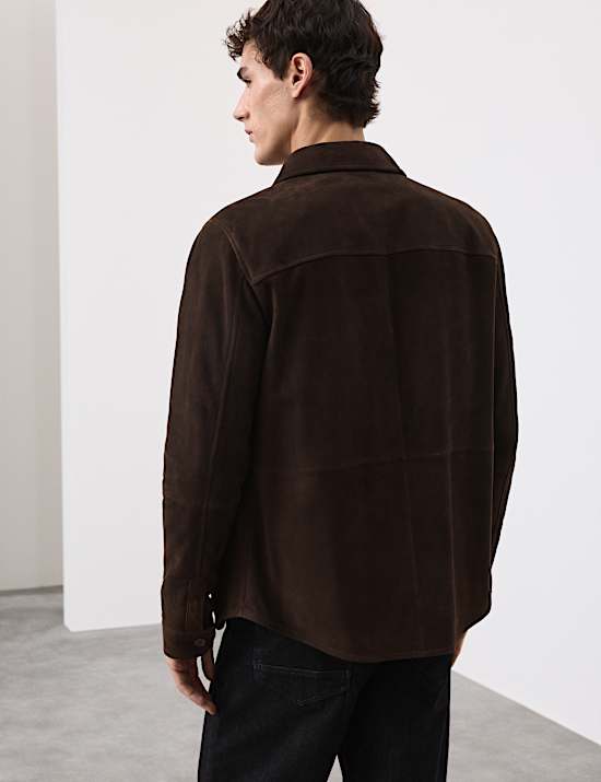 Suede Curved Hem Overshirt