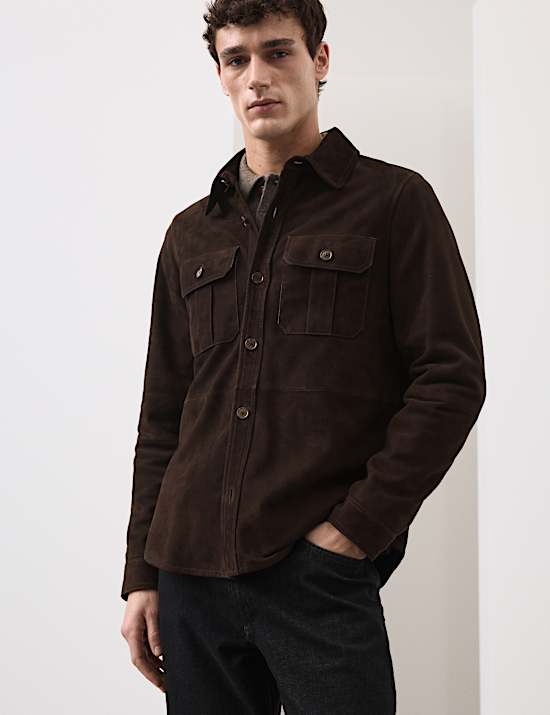 Suede Curved Hem Overshirt