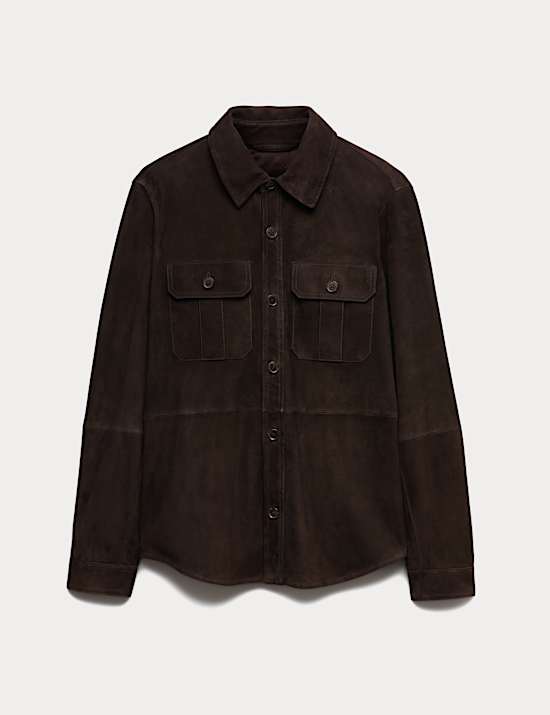 Suede Curved Hem Overshirt