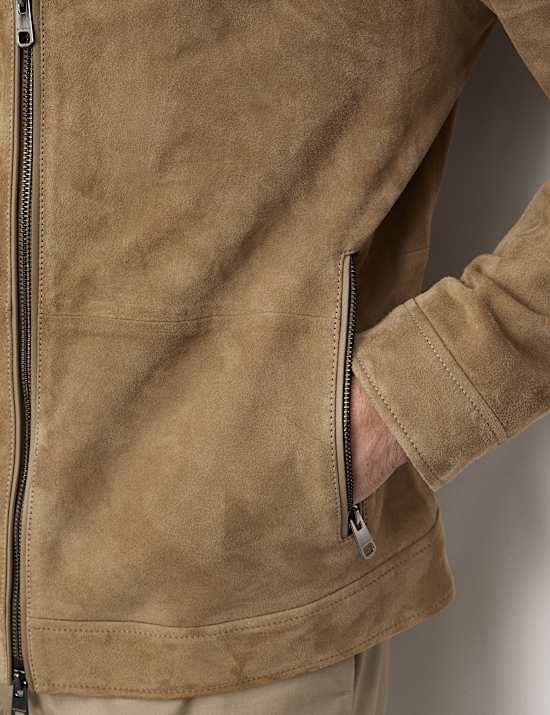 Cashmere Suede Funnel Neck Jacket