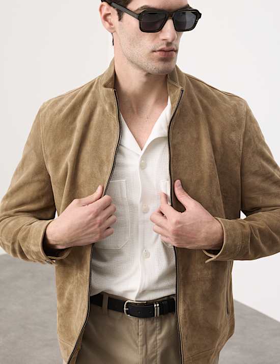 Cashmere Suede Funnel Neck Jacket