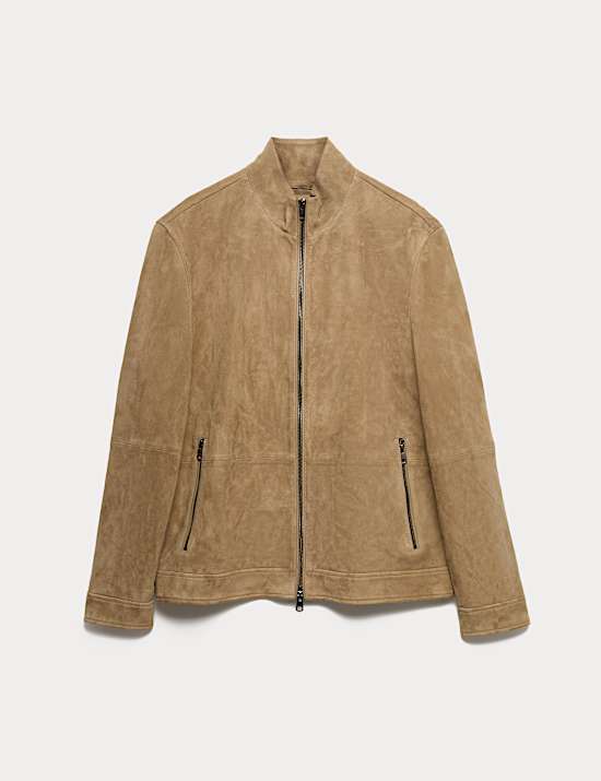 Cashmere Suede Funnel Neck Jacket