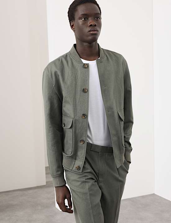Cotton Linen Blend Bomber