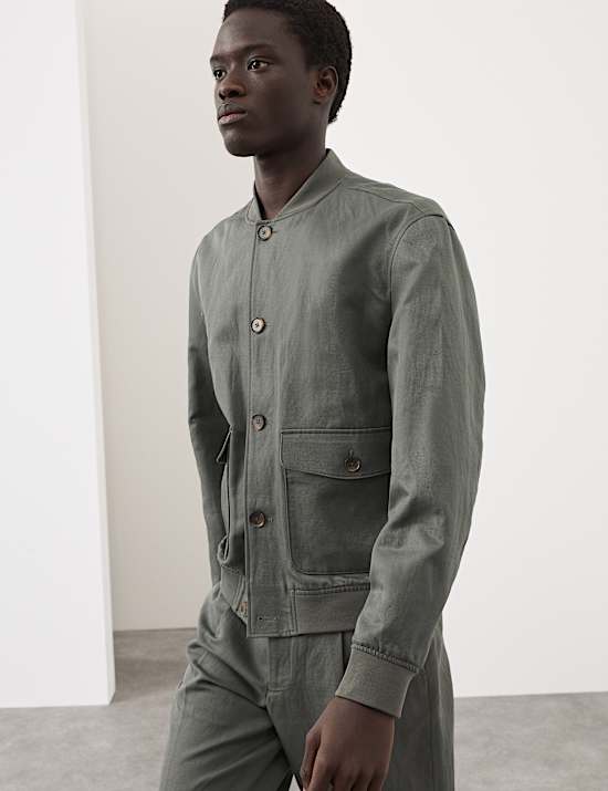 Cotton Linen Blend Bomber