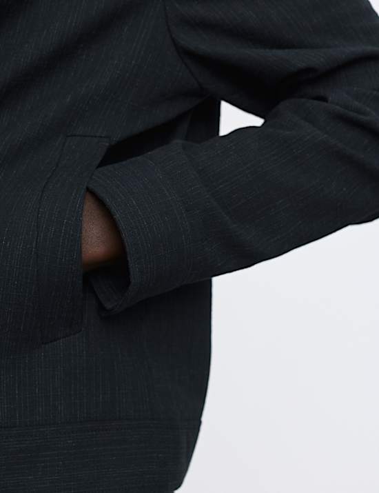 Cotton Blend Textured Harrington Jacket