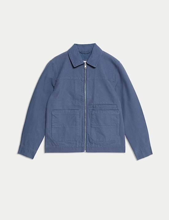 Cotton Rich Canvas Harrington Jacket