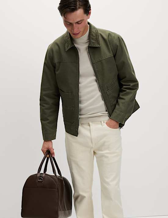 Cotton Rich Canvas Harrington Jacket