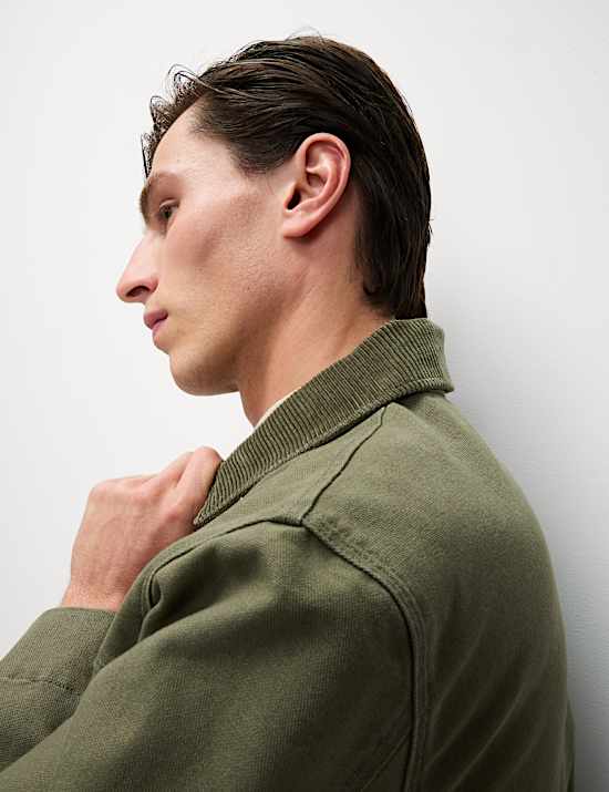 Cotton Rich Canvas Harrington Jacket