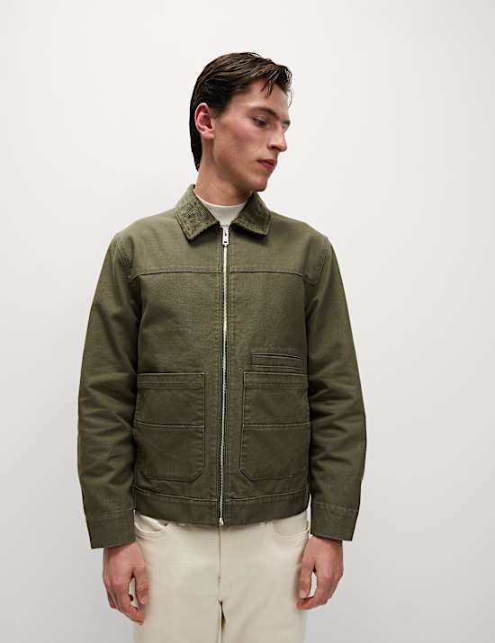 Cotton Rich Canvas Harrington Jacket