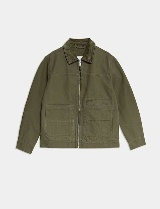 Cotton Rich Canvas Harrington Jacket