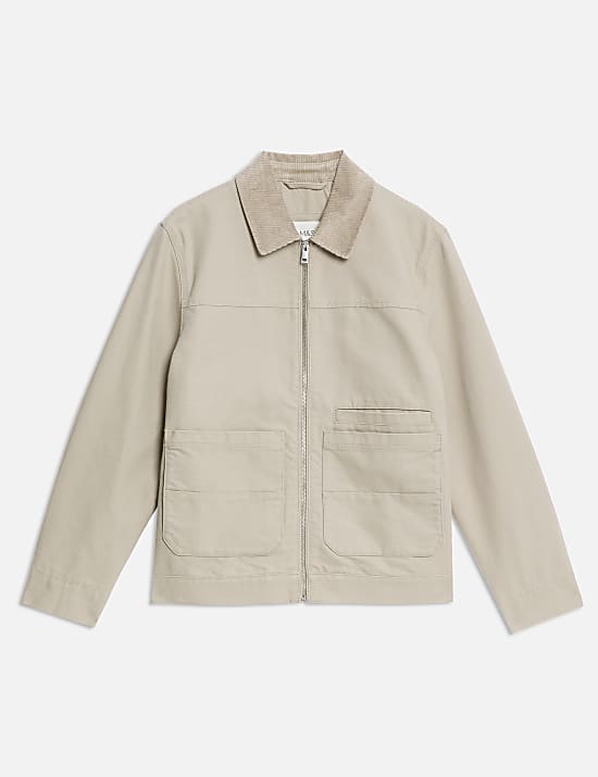 Cotton Rich Canvas Harrington Jacket