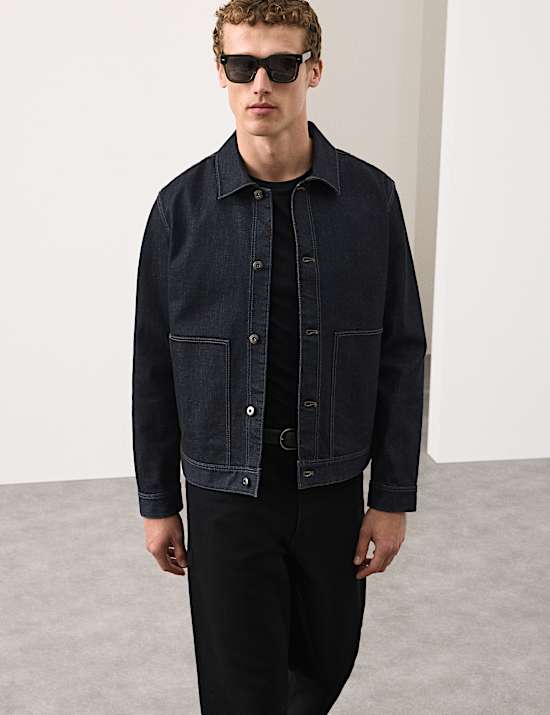 Veste en jean &agrave; lisi&egrave;re