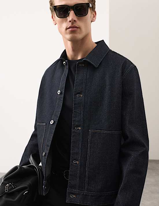 Veste en jean &agrave; lisi&egrave;re