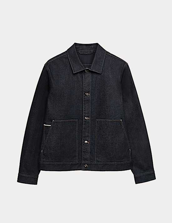 Veste en jean &agrave; lisi&egrave;re