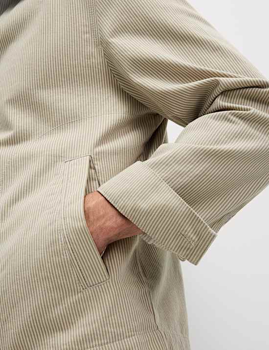 Cotton Rich Striped Harrington Jacket