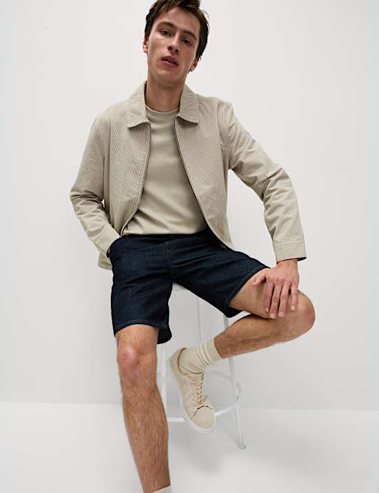 Cotton Rich Striped Harrington Jacket