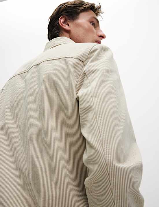 Cotton Rich Striped Harrington Jacket