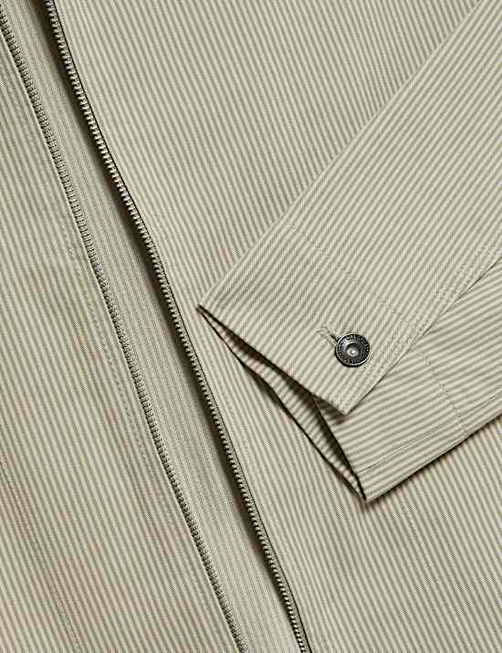 Cotton Rich Striped Harrington Jacket