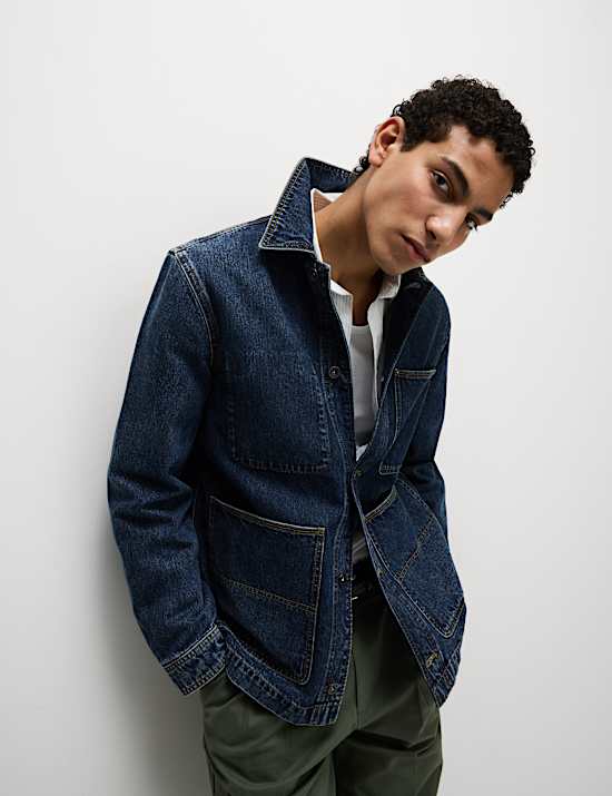 Denim Contrast Collar Jacket
