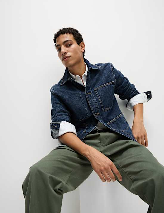 Denim Contrast Collar Jacket