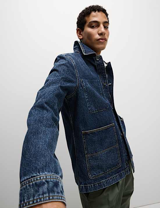 Denim Contrast Collar Jacket