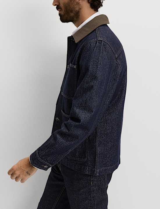 Denim-Jacke mit Kontrastkragen