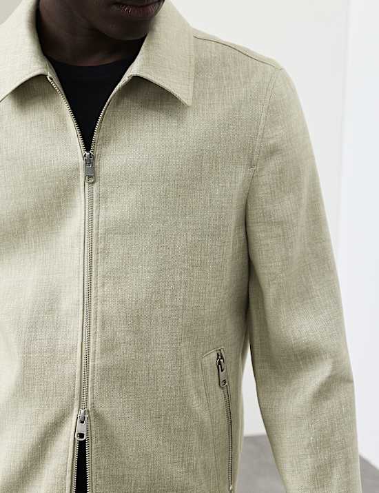 Linen Blend Performance Harrington Jacket