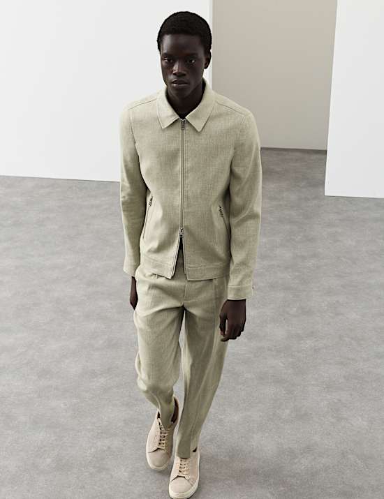 Linen Blend Performance Harrington Jacket