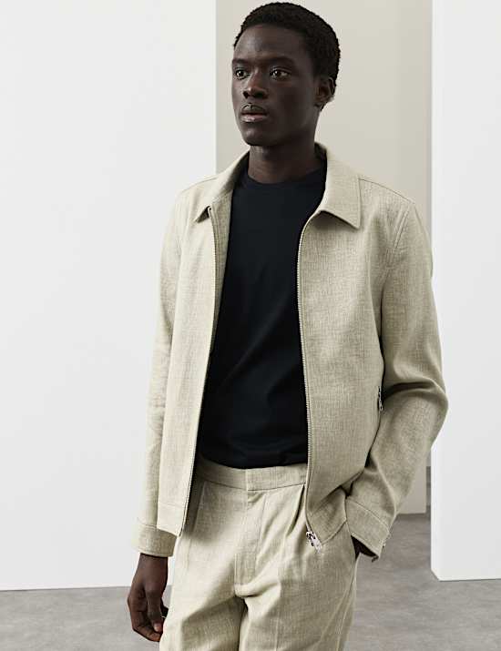 Linen Blend Performance Harrington Jacket